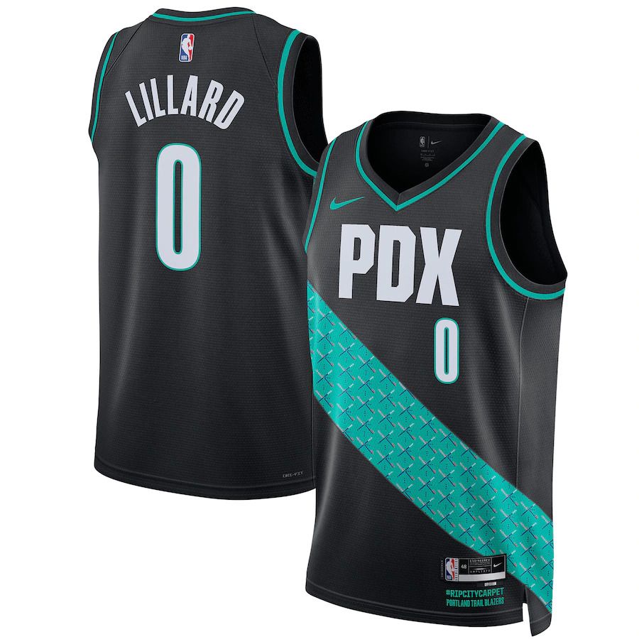 Men Portland Trail Blazers 0 Damian Lillard Nike Black City Edition 2022-23 Swingman NBA Jersey